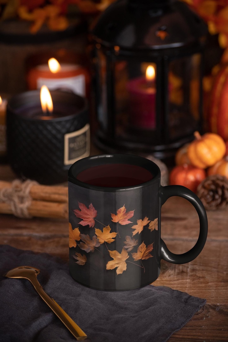 Mug Fall Color Cozy Country Fall Autumn Mug, Fall Coffee Mug, Maple Leaf Mug, Pressed ...