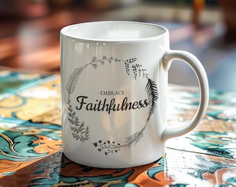 Christian Mug, Faith mug, Inspirational Ceramic Mug, Perfect for Coffee Lovers, Gift for Friends, Motivational Quote Mug, Faithfulness
