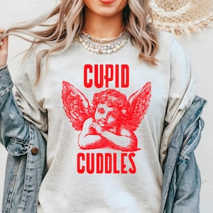 Funny Valentine&#39;s Day T-shirt Cupid Cuddles T-shirt, Valentine&#39;s Day Tee, Love Cupid Shirt, Romantic T-shirt, Heart Cupid Top gift for her