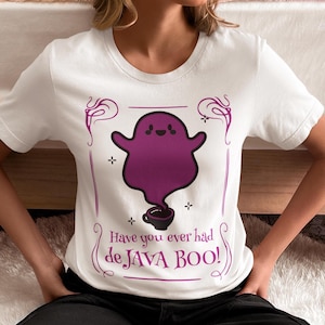 Java Boo Ghost Tee Rolig Halloween-t-shirt för kaffeälskare, söt grafisk t-shirt, läskig present, unisexkläder, fritidskläder, Halloween-älskare