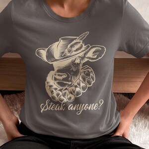 Funny steak lover Shirt, Steak Anyone T-Shirt, Funny Meat BBQ T, Cookout Shirt, Grill master Clothing, Foodie Apparel, Meat eater shirt