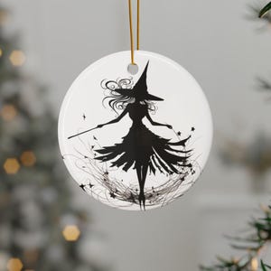 Witchy Ceramic Ornaments, Enchanting Holiday Decor, Xmas Gifts, Halloween Decor, Magical Tree Ornaments, Witch Decor, Whimsical Christmas
