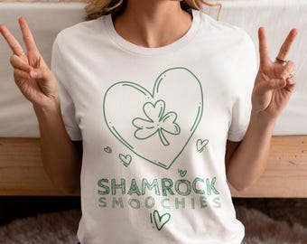 St Patrick's Day Unisex Tee, St Patty's Day Shirt, Shamrock Smoochies, Green Clover Tshirt, Irish Celebration Apparel
