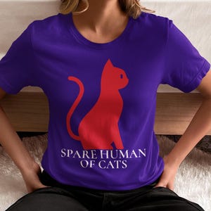 Funny Cat Lover Tee, Spare Human of Cats Shirt, Unisex Cat T-Shirt, Gift for Cat Moms,  Cat Dads Gift, Cute Pet Owner Gift, Cat lover gift