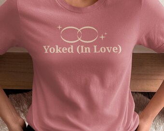 Yoked in Love trouwringen christelijk T-shirt, trouwshirt, cadeau jonggehuwden, shirt bruiloft paren, shirt huwelijk jubileum, religieus