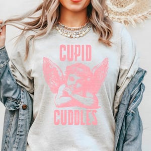 Funny Valentine&#39;s Day T-shirt Cupid Cuddles T-shirt, Valentine&#39;s Day Tee, Love Cupid Shirt, Romantic T-shirt, Heart Cupid Top gift for her