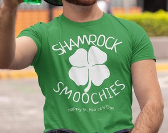 St Patrick's Day Unisex Tee, St Patty's Day Shirt, Shamrock Smoochies, 4 Leaf Clover T-shirt, Irish Celebration Apparel, Four Leaf Clover T