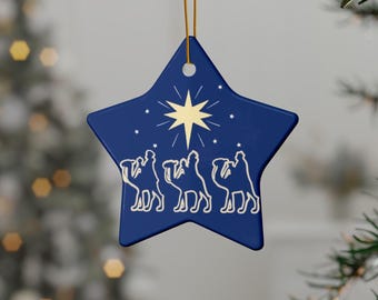 Three Wise Men Xmas Ornament, Christian Religious Gift, Christmas Decor, Holiday Ornament, Bible Study Gift, Three Kings, Star of Bethlehem