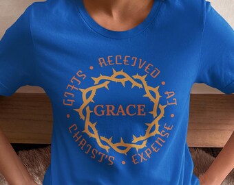 Maglietta cristiana, maglietta GRACE ispirata alla fede, maglietta cristiana religiosa unisex, maglietta regali ricevuti a spese di Cristo, maglietta Grace