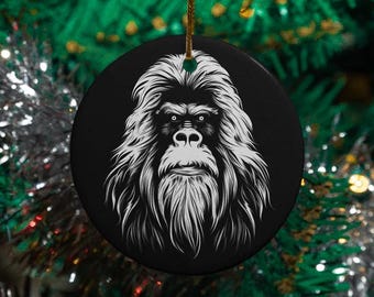 Bigfoot Sasquatch-ornament, Bigfoot-kerstornament, Sasquatch-kerstornament, minimalistisch Bigfoot-ornament, simplistische Bigfoot-kerstmis