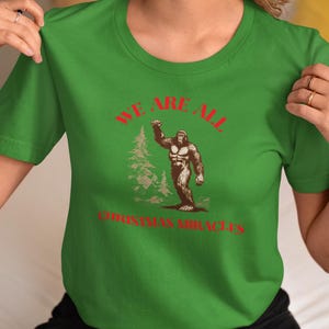 Bigfoot Christmas Miracle T-Shirt, Funny Holiday Tee, Fun Xmas Shirt, Festive Christmas Clothing, Unisex Jersey Short Sleeve Tee, Holidays