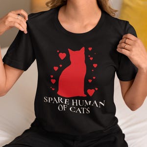 Funny Cat Lover Tee, Spare Human of Cats Shirt, Unisex Cat T-Shirt, Gift for Cat Moms,  Cat Dads Gift, Cute Pet Owner Gift, Cat lover gift