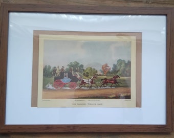 1837 J Pollard Print "The Taglioni Windsor Coach" -Published by J.Waston September 10th, 7 Vere Street Oxford Street London - Antique Framed