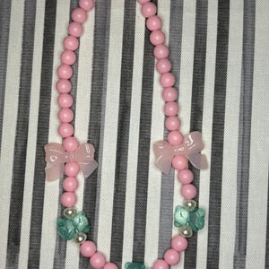 Handmade Beaded Necklace for Kids | Bow and Bear Charm Necklace | Gift for Kids