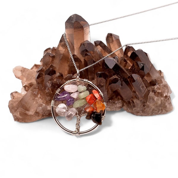 Tree of Life Necklace with Chakra Stones | Spiritual Healing Jewelry