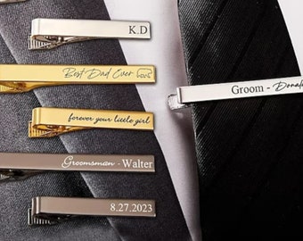 Custom Name Initial Tie Clip for Men - Stainless Steel Personalized Tie Jewelry