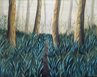 Silent whipsers - acrylic forest painting on canvas