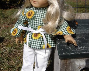 Sunflower Pheasant Top and Pants for the American Girl or other 18 inch Dolls