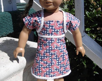 Watermelon Strapless Dress and Shrug for the American Girl or Similar Sized Dolls