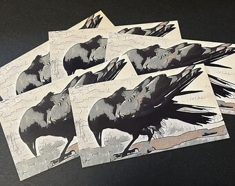 Set of 6 Enclosure Cards - Crow - Raven - Bird - Gift Tags