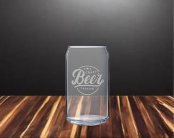 Vidrio con forma de lata grabable personalizado de 16 oz