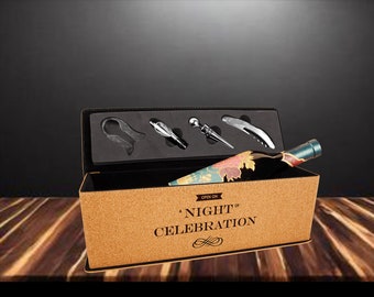 Caja de vino individual de corcho grabable con láser personalizada con herramientas
