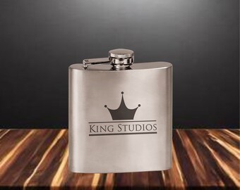 6 onzas. Frasco de acero inoxidable grabable personalizado