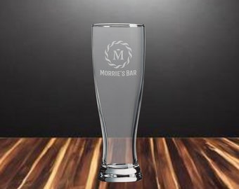 16 onzas. Vidrio Pilsner grabable personalizado