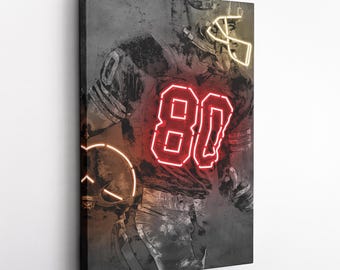 Jerry Rice Poster Neon San Francisco 49ers NFL Hand Made Poster Canvas Framed Print Wall Kids Art Man Cave Gift Home Decor