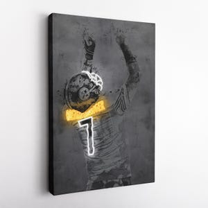 Ben Roethlisberger Neon Poster - Pittsburgh Steelers NFL Canvas Print, Framed Wall Art, Kids&#39; Room, Man Cave, Fan Gift, Home Decor