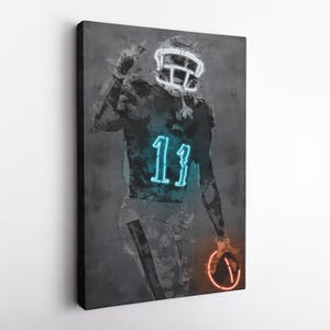 A.J. Brown Neon Poster - Philadelphia Eagles NFL Canvas Print, Framed Sports Wall Art, Fan Gift, Man Cave, Home & Kids Room Decor