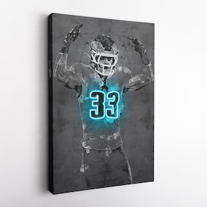 Cooper DeJean Neon Poster - Philadelphia Eagles NFL Canvas Print, Framed Wall Art, Kids&#39; Room, Man Cave, Fan Gift, Home Decor