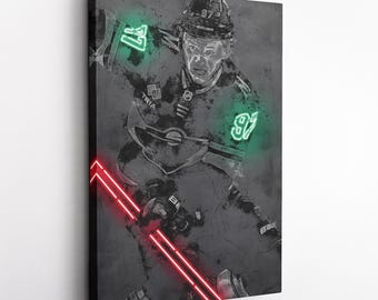 Kirill Kaprizov Poster Neon Minnesota Wild NHL Hand Made Poster Canvas Framed Print Wall Kids Art Man Cave Gift Home Decor