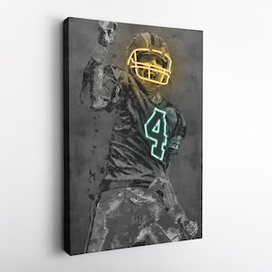 Brett Favre Poster Neon Green Bay Packers NFL Hand Made Poster Canvas Framed Print Wall Kids Art Man Cave Gift Home Decor