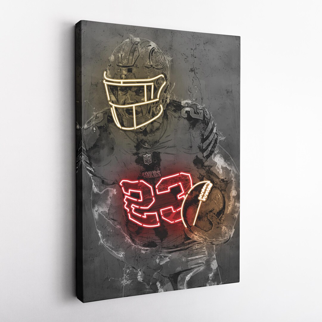 Christian Mccaffrey Poster Neon San Francisco 49ers NFL Hand Made ...