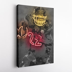 Najee Harris Poster Neon Pittsburgh Steelers NFL Hand Made Poster Canvas Framed Print Wall Kids Art Man Cave Gift Home Decor