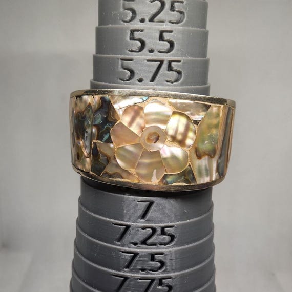 Alpaca Silver Abalone Shell Cuff Bracelet, Wide F… - image 14