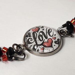 Red & Black Beaded Bracelet: Thistlewood Apothecary &#39;Love&#39; Charm