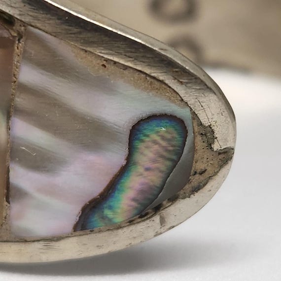 Alpaca Silver Abalone Shell Cuff Bracelet, Wide F… - image 7