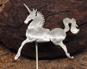 Sterling Silver Unicorn Stick Pin Vintage Figural Brooch Fantasy Jewelry