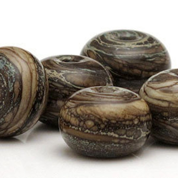 Handmade Lampwork Bead Set Organic Riverstones SRA
