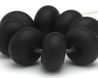 Handmade Lampwork Spacer Beads Matte Black SRA