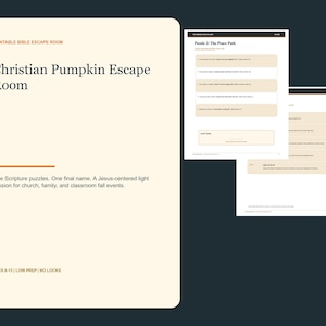 Juego bíblico de Halloween cristiano / Juego de escape sobre calabazas para niños (PDF)