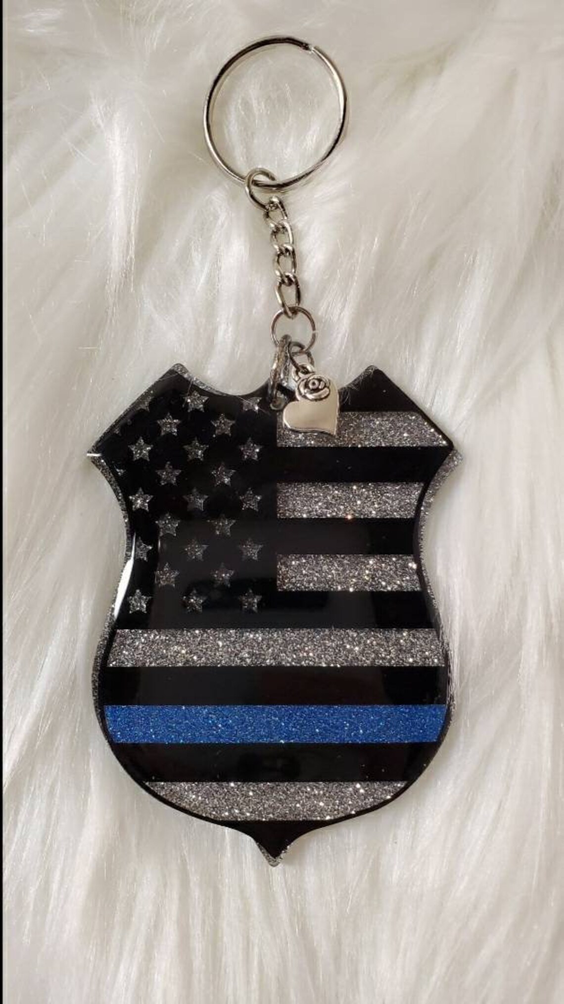 Police badge key chain/ cop keychain / police love / police Etsy