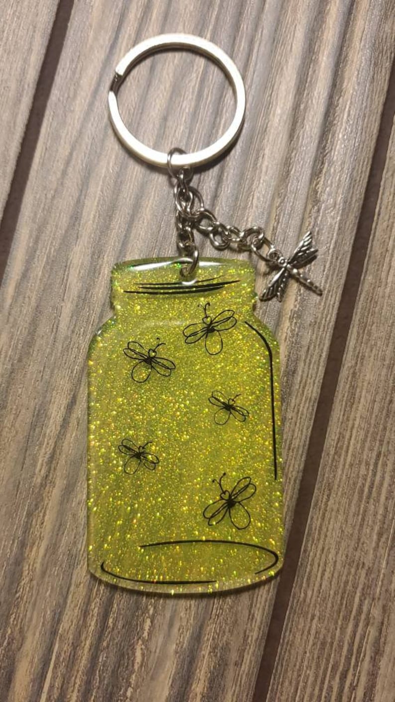 Mason jar firefly glow in the dark 3 keychain