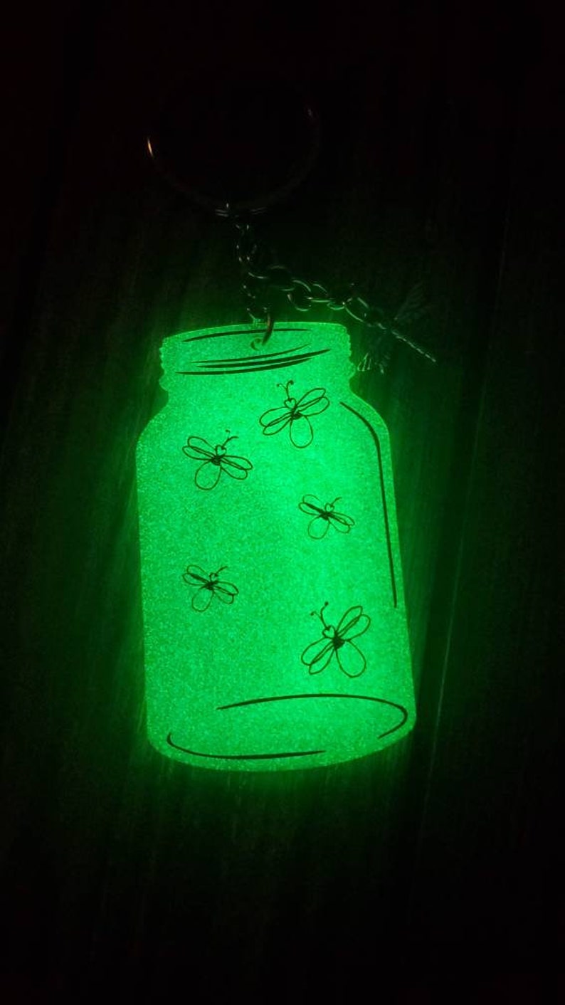 Mason jar  firefly  glow in the dark  3 keychain