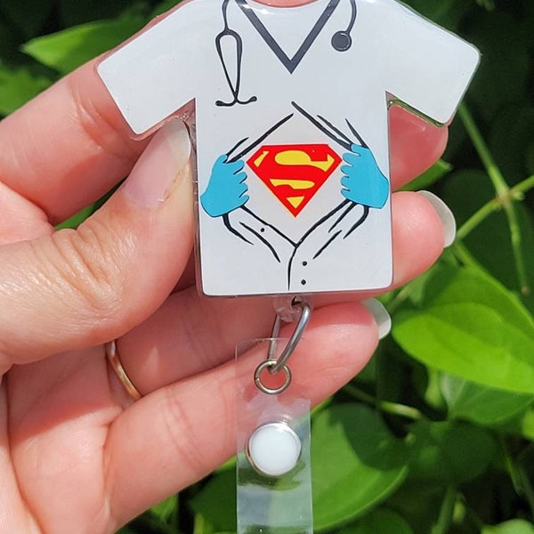 Super hero nurse badge reel/male nurse / nurse gift