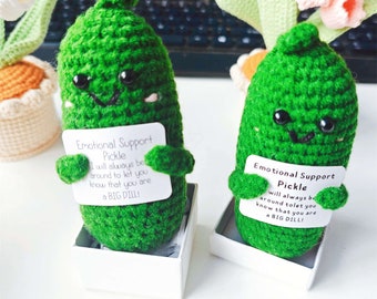 Emotional Support Pickles, Handmade Emotional Support Pickles, Cucumber Cute Crochet Positive Gifts