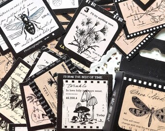 46 pcs . Art Journal Stickers . Vintage Botanical Stickers . Nature Stickers . Flower Stickers . Insect Stickers . Pen Pal Stickers