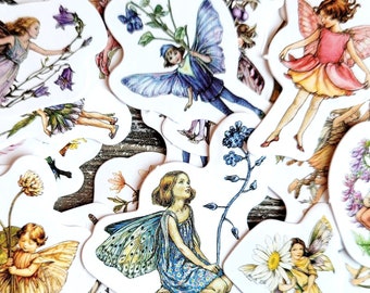 46 pcs . Flower Fairies  Stickers . Junk Journal Stickers . Art Journal Stickers . Planner Stickers . Vintage Botanical Fairy Stickers